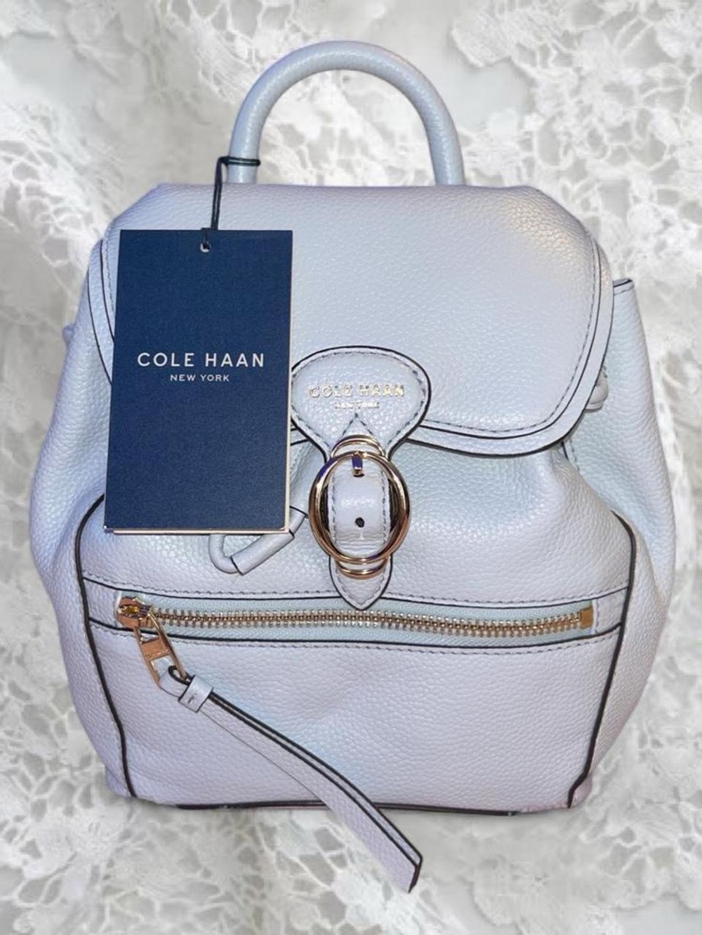 Cole Haan Women's Alexandria Flap Small Backpack in Ballad Blue 🦋